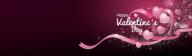 Valentijnsdag ontwerp van hart en lint met kopie ruimte liefde concept vectorillustratie