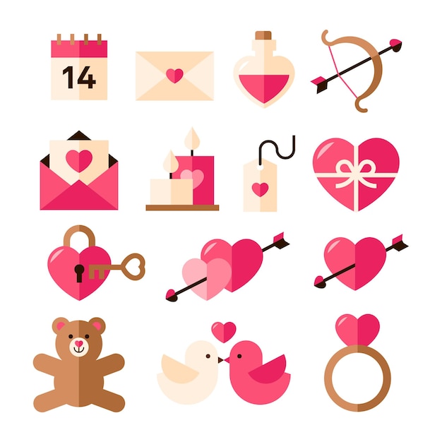 Valentijnsdag pictogram Schattig plat ontwerpelement Teddybeer liefde hart clipart vectorillustratie