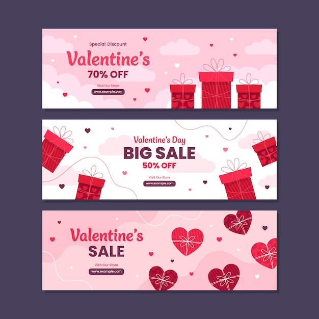 Valentijnsdag promotie korting verkoop horizontale banner sjabloon verzameling