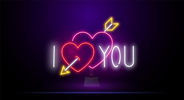 Valentijnsdag rd neonreclame realistisch neonbord liefdesdag banner logo embleem en label happy valentin ...