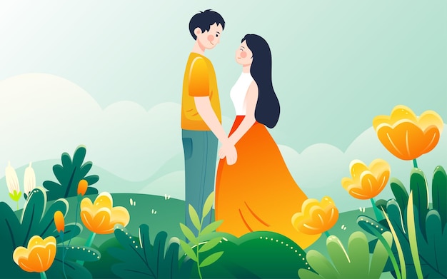 Valentijnsdag romantische minnaar illustratie lente karakter uitje activiteit poster
