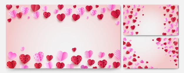 Valentijnsdag Rood roze Papier gesneden stijl Liefde kaart ontwerp achtergrond Ontwerp voor speciale dagen