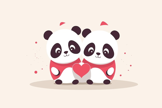 valentijnsdag schattig panda paar vector illustratie