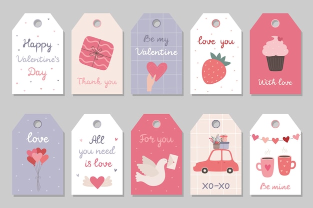 Valentijnsdag set cadeaulabels