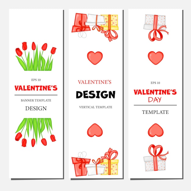 Valentijnsdag set flyers cartoon stijl vector illustratie