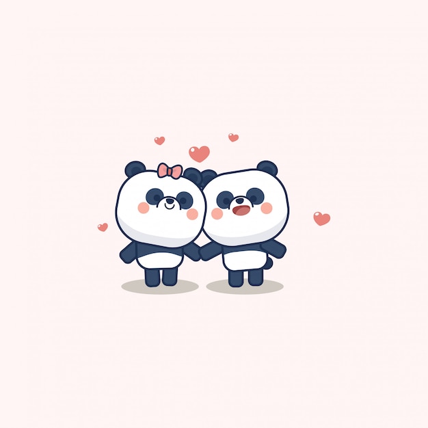 Valentijnsdag set met schattige panda met zacht hart, met hou van je wenskaart