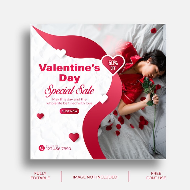 Vector valentijnsdag speciale verkoop postsjabloon of valentijnsdag instagram berichten sjabloon