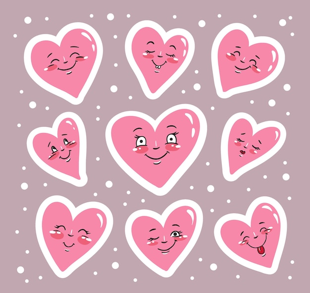 Valentijnsdag stickers ingesteld