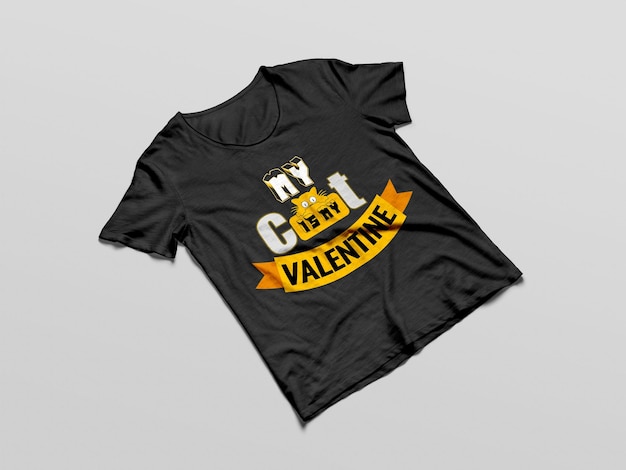 Vector valentijnsdag t-shirtontwerp, mijn kat is mijn valentijn, kattentypografie t-shirtontwerp