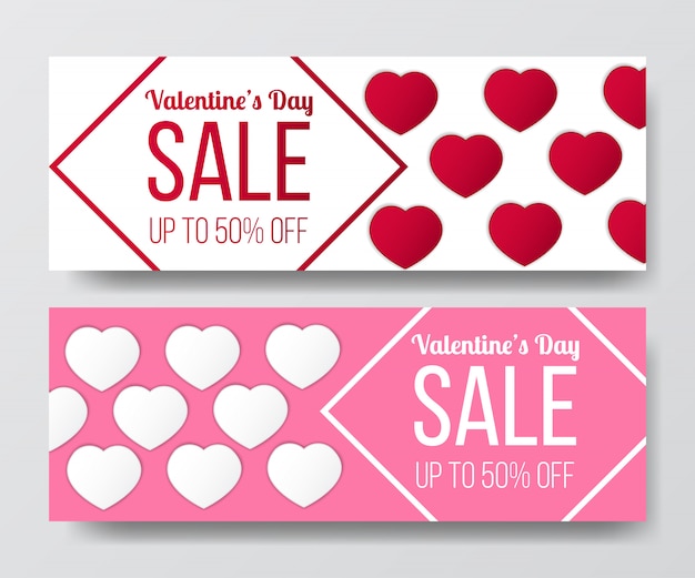 Vector valentijnsdag te koop aanbieding kaart coupon