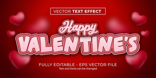 Vector valentijnsdag tekststijleffect bewerkbaar