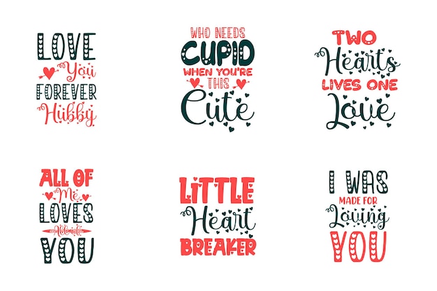 Valentijnsdag typografie citaten bundel set voor t-shirt en merchandise