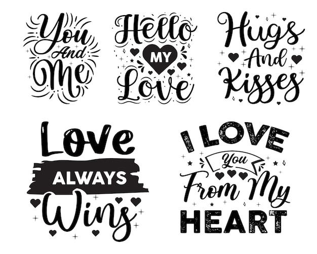 Valentijnsdag typografie citaten ontwerpen romantische belettering van liefdespromotie