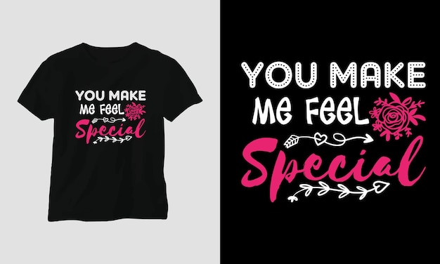 Valentijnsdag typografie t-shirt Design met hart, pijl, kus en motiverende citaten