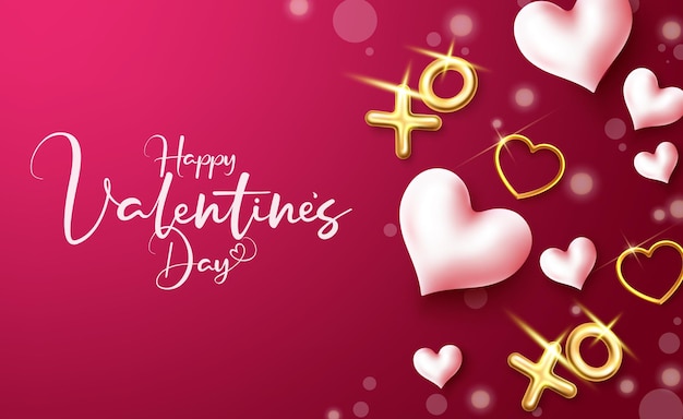 Valentijnsdag vector achtergrondontwerp Happy Valentijnsdag begroetingstekst met elegant