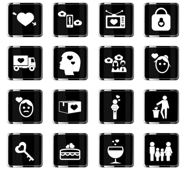 Valentijnsdag vector iconen voor gebruikersinterface ontwerp