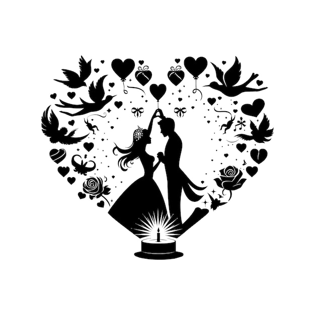 Valentijnsdag vector silhouet liefdesbeeld