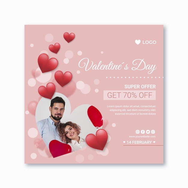 Valentijnsdag verkoop flyer vierkant