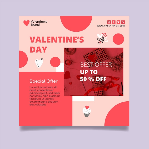 Valentijnsdag verkoop flyer vierkant