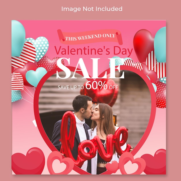 Valentijnsdag verkoop post en webbanners premium vector