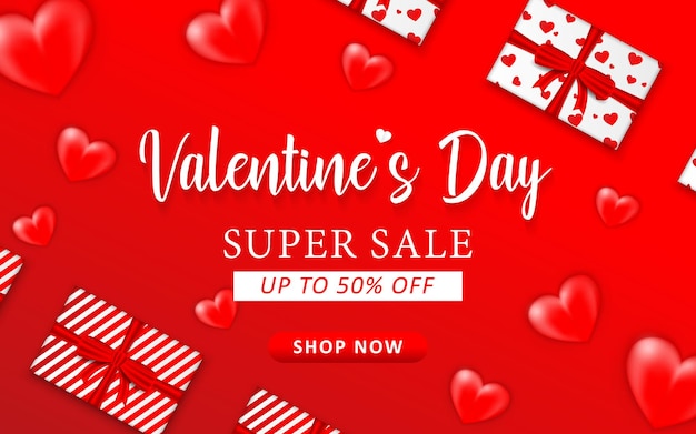 Valentijnsdag verkoop promo banner