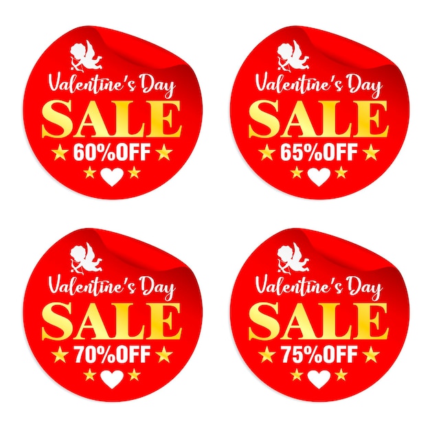 Valentijnsdag verkoop rode stickers set 60 65 70 75 korting korting