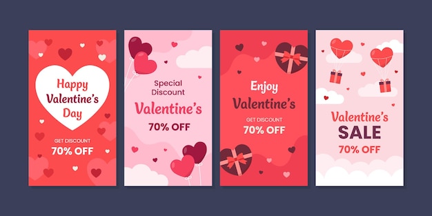 Valentijnsdag verkoop sociale media verhaal sjabloon verzameling