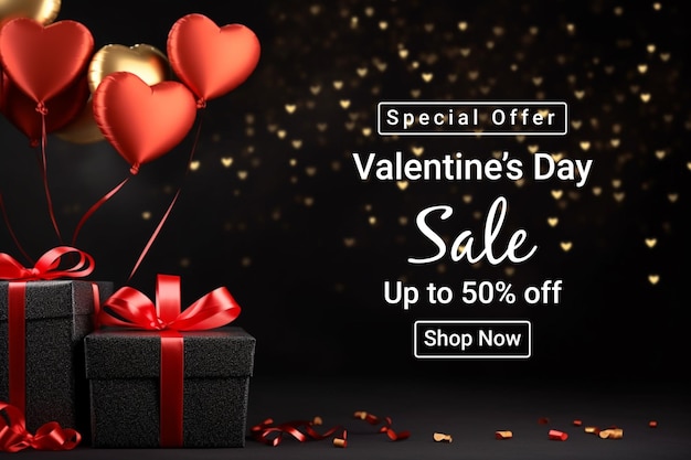 Valentijnsdag verkoop vector banner sjabloonontwerp