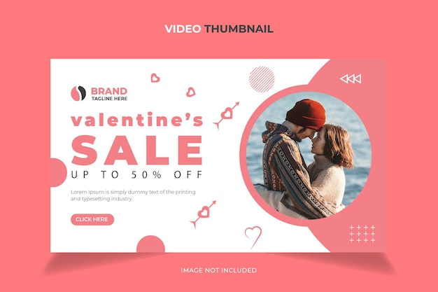 Valentijnsdag verkoop videominiatuur en webbannersjabloon