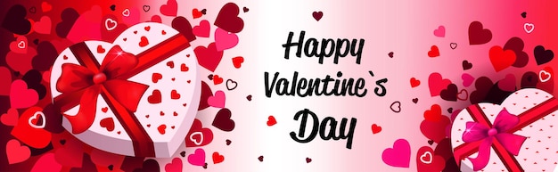 Valentijnsdag viering liefde banner flyer of wenskaart met harten horizontaal