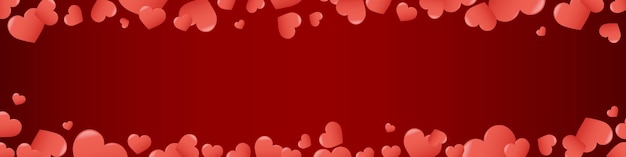 Valentijnsdag websjabloon voor spandoek met kopie ruimte Romantisch ontwerp rode achtergrond met schattige hartjes