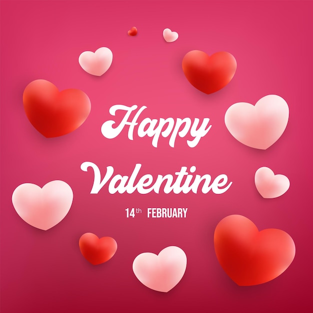 Valentijnsdag wenskaart verkoop achtergrond met hart ballonnen en wolken op roze achtergrond