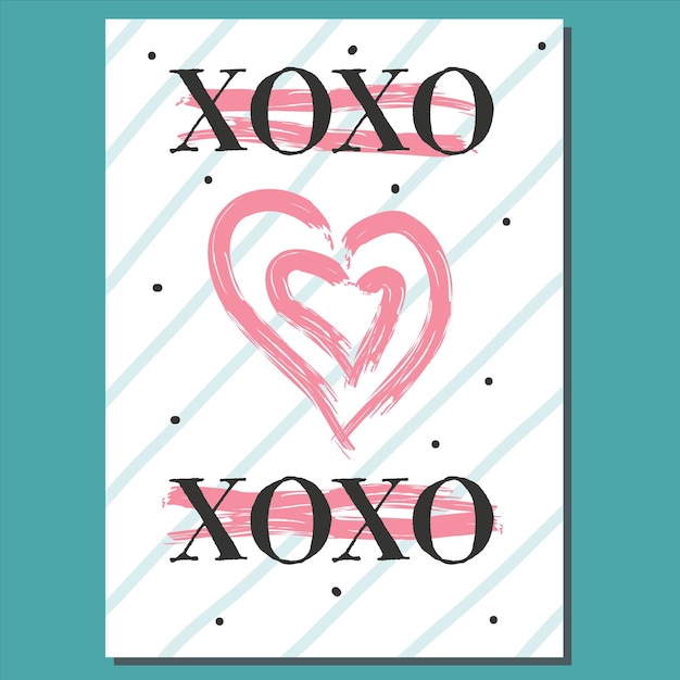 Valentijnsdag wenskaarten met handgeschreven begroeting en getextureerde penseelstreken