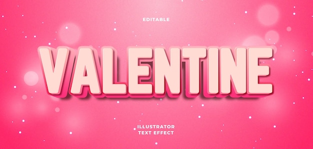 Valentine 3D editable text effect with blurred bokehand pink gradient background.