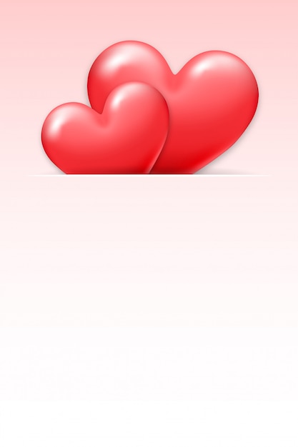 Vector valentine-achtergrond met glanzende rode harten