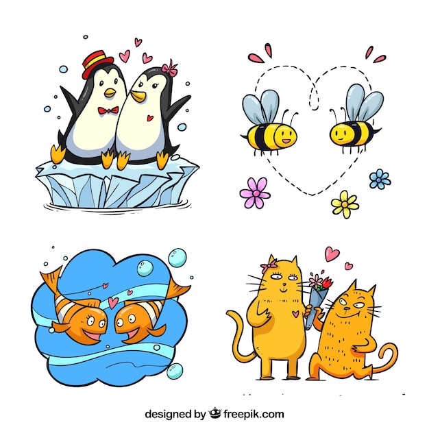 Valentine animal couple set