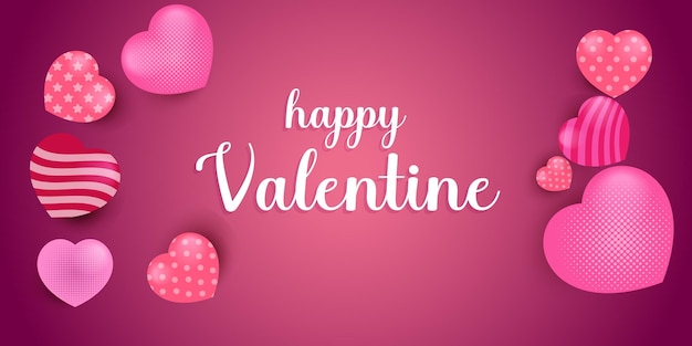 valentine background with 3d hearts flying