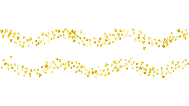 Vector valentine background with gold glitter hearts february 14th day