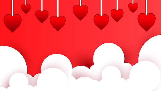 Valentine background with papercut style