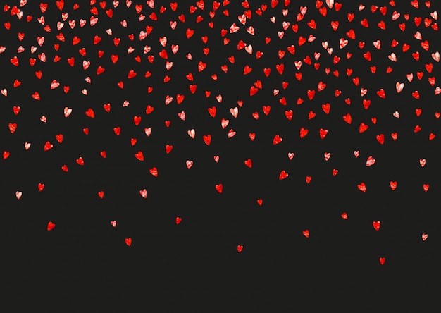 Vector valentine background with pink glitter hearts