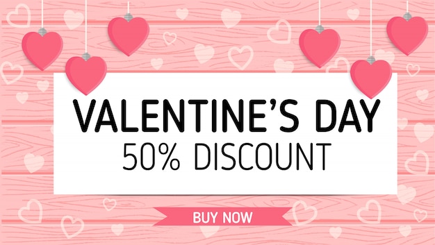 Vector valentine banner wood