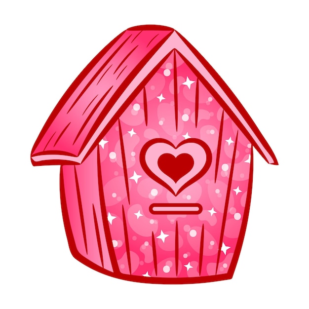 Valentine bird house drawing sticker