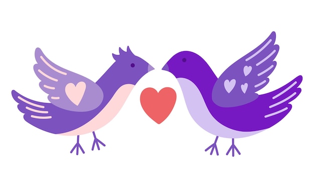 Valentine birds in love vector clipart. Couple of birds cute illustration