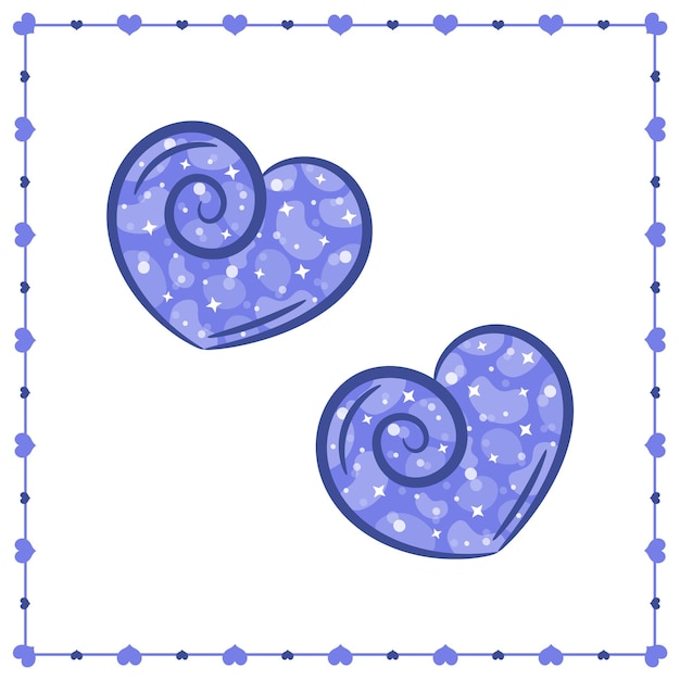 Valentine blue hearts drawing sticker