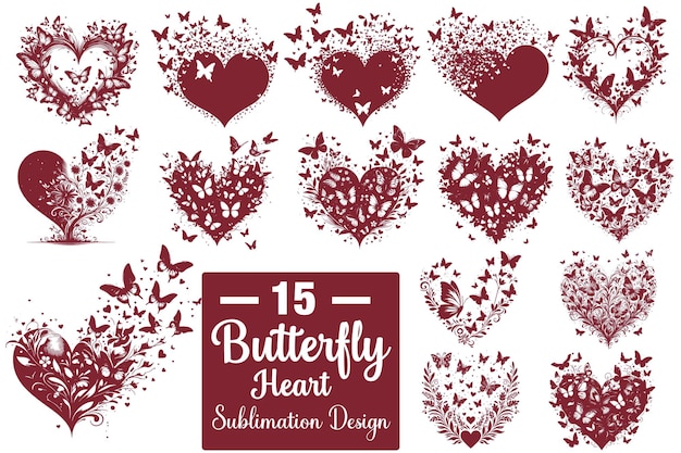 Vector valentine butterflies are flying out of the heart