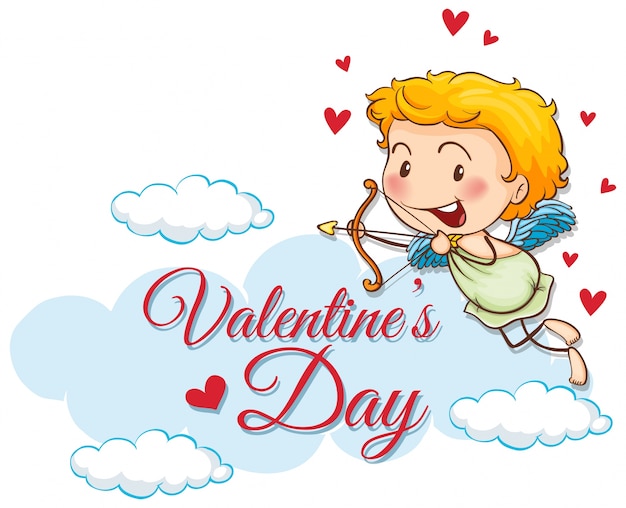 Modello di carta di san valentino con cupido carino