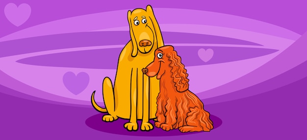 Vector valentine card with dog couple