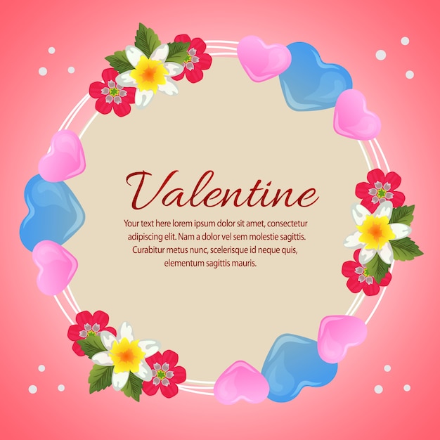 Cartolina di san valentino con amore e fiori decorati