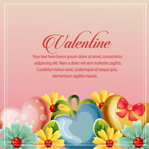 Valentine card yellow floral decoration