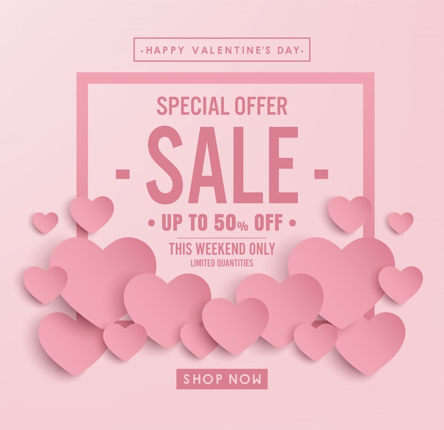 Vector valentine concept. shock sale banner vector design